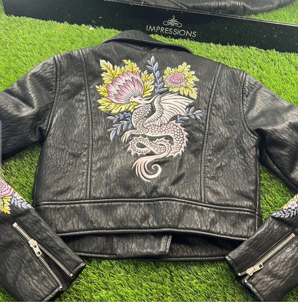 Dolls Kill Floral Embroidered Moto Jacket - Picture 2 of 9